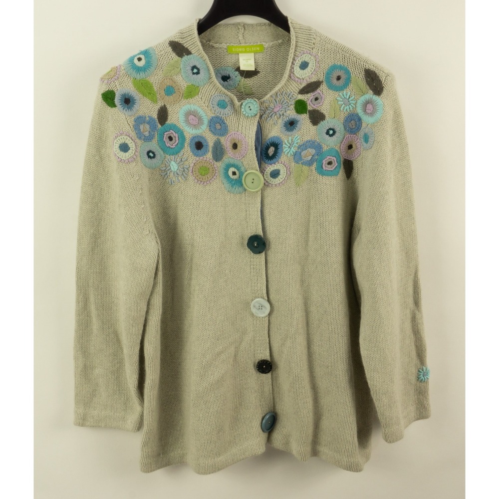 New Sigrid Olsen Silk Angora Heirloom Floral Knit Cardigan Sweater Women's 2X